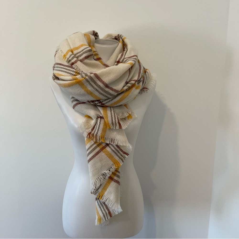 White plaid scarf. Oversized, warm, soft. New, never warn.